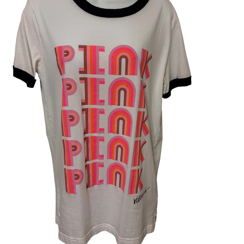 NWOT Victoria’s Secret White oversized Tee with Pink, Purple, Orange Graphic
